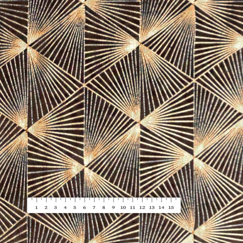 Biante Zamatový záves Isabela IBL-012 Rose Gold trojuholníky na hnedom - šírka 270 cm 270x140 cm