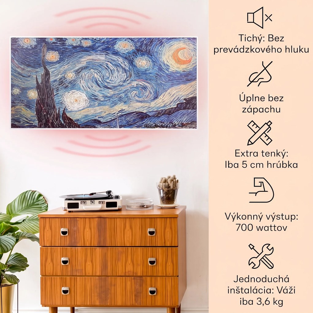 Klarstein Wonderwall Air Art Smart, infračervený ohrievač, 120 x 60 cm, 700 W, aplikácia, hviezdy