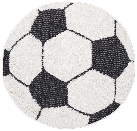 Detský koberec KAYRA FOOTBALL, biely / čierny