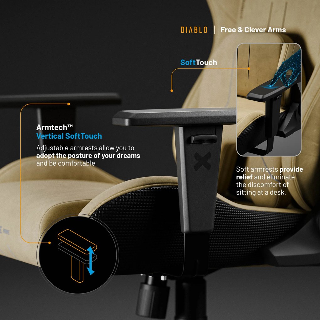 Herné Kreslo Diablo X.One Prime Normal Size Broken Gold