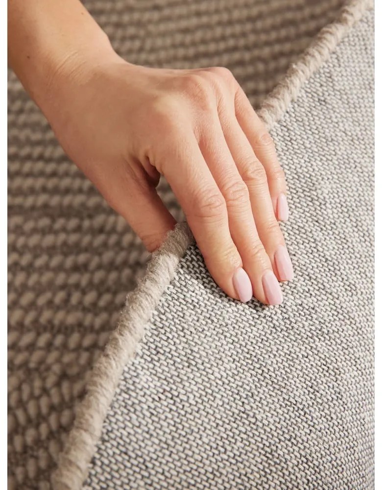 Béžový ručne tkaný vlnený okrúhly koberec ø 150 cm Eleni Light Beige – Hanse Home