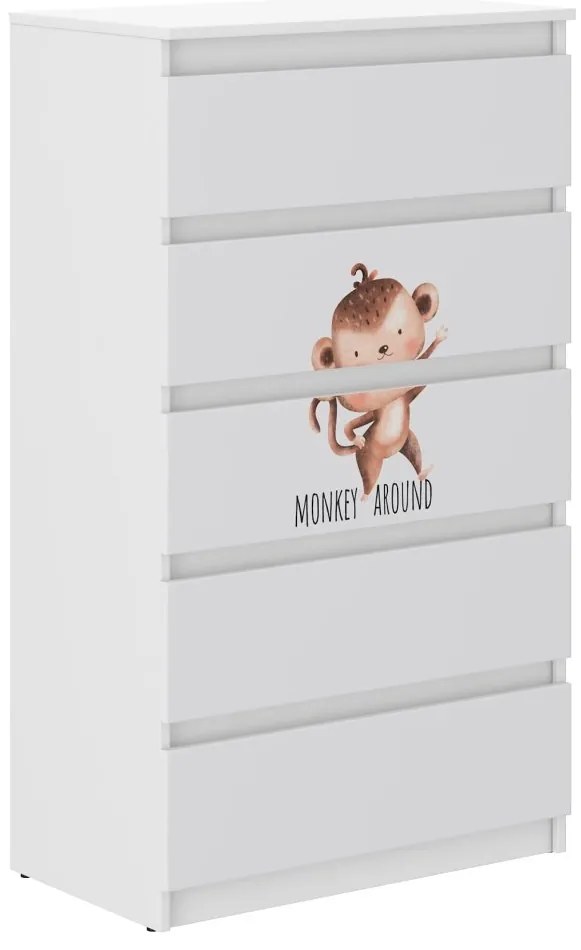 Kvalitná detská komoda  s opicou 121x40x70 cm