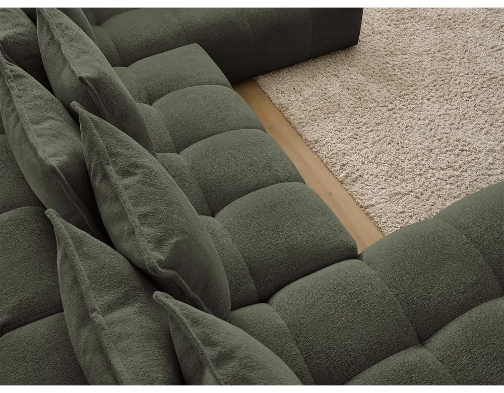 Zelená ženilková rozkladacia/s úložným priestorom rohová pohovka (pravý roh/do tvaru "U") Everest – Bobochic Paris