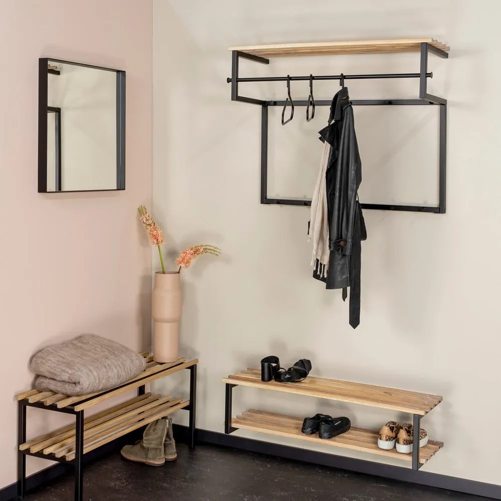 Čierny/v prírodnej farbe kovový nástenný vešiak s poličkou 100 cm Rizzoli – Spinder Design