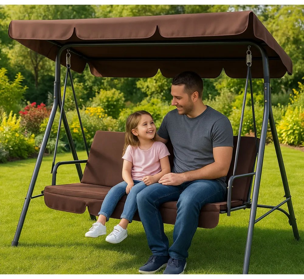 Lean Záhradná hojdačka hnedá – 250kg, 2 vankúše