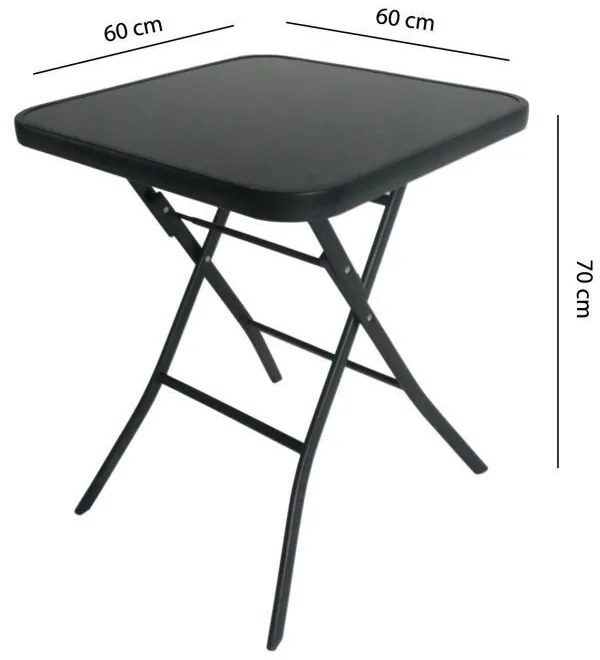 Čierny skladací záhradný stôl 60 cm