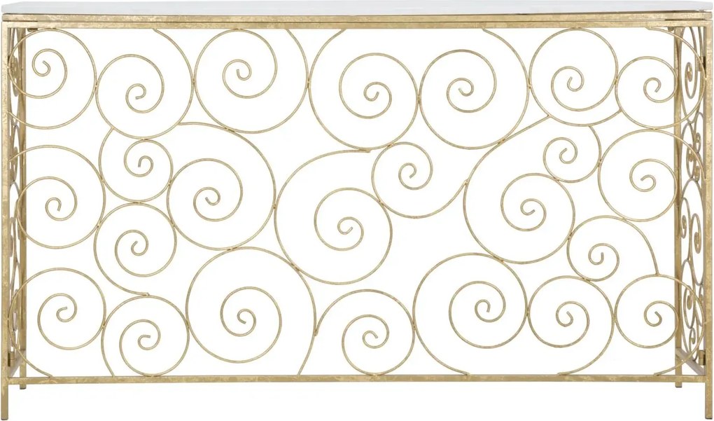 Konzolový stolík Spiral 140 cm zlatý/biely mramor