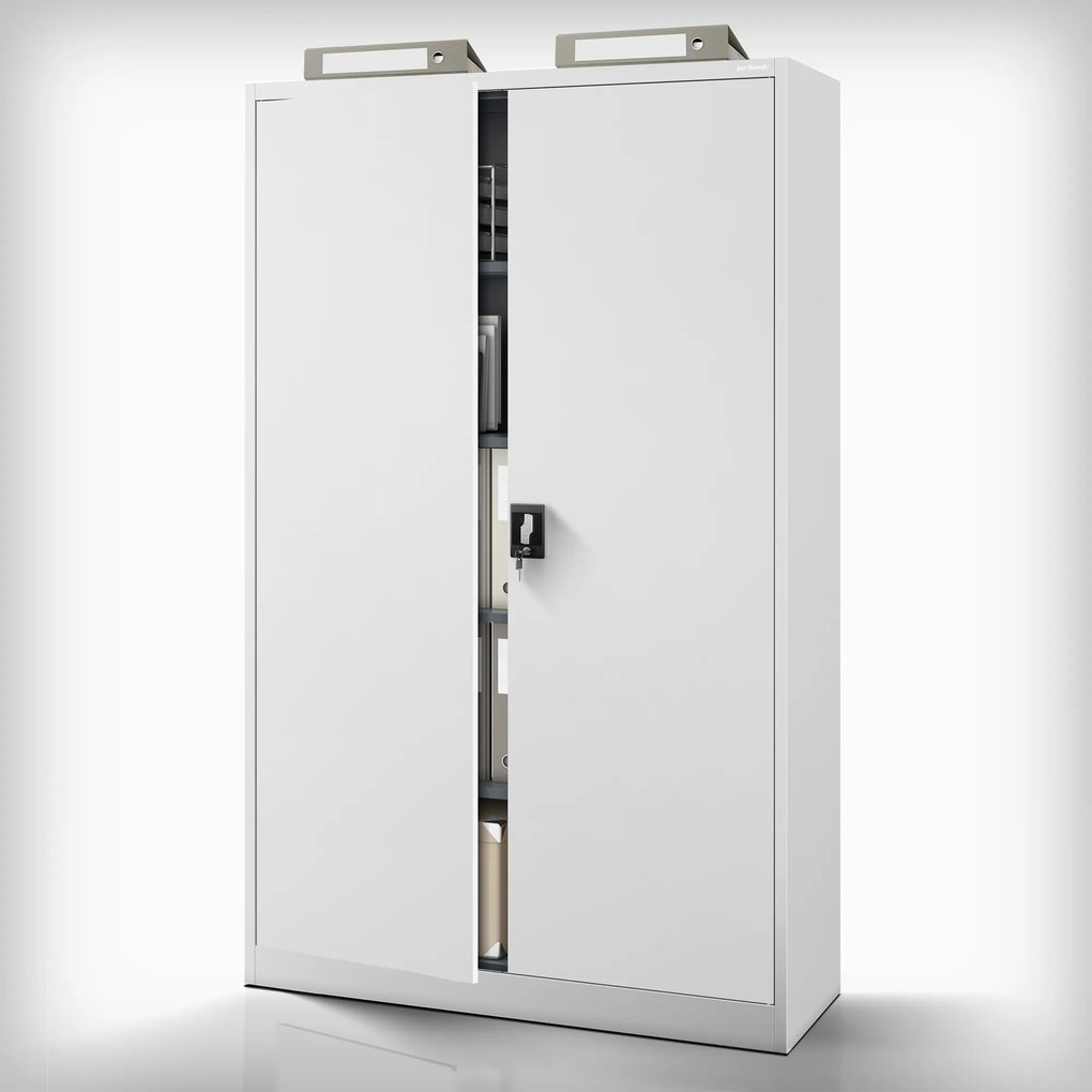 Kovová spisová skriňa JAN II, 1150 x 1850 x 400 mm, šedá