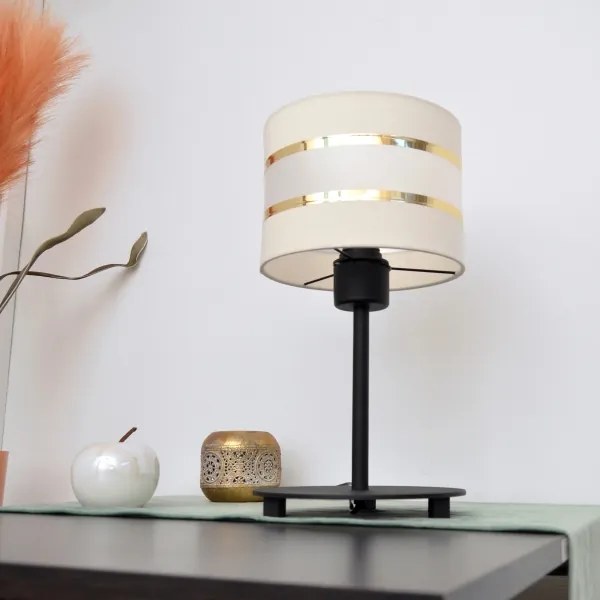 LED Stolná lampa HELEN 1xE27/15W/230V krémová/čierna/zlatá