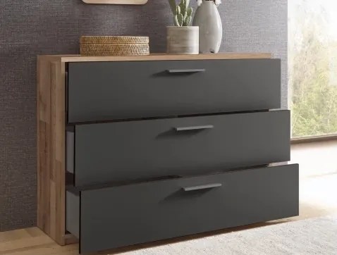 Zásuvková komoda Rivoli, dub/grafit%