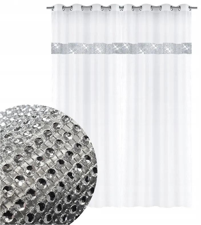 Dekorstudio Jednofarebná záclona GLAMOUR  - Biela - vlastný rozmer Uchytenie závesu: Dekoračné krúžky antracitové, Šírka záclony: 300cm