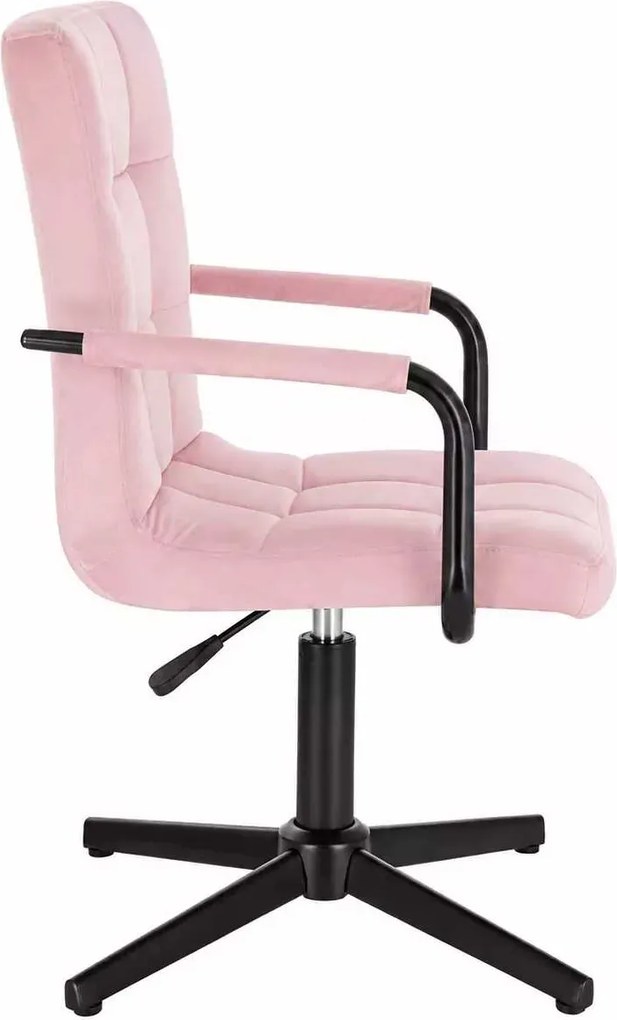 LuxuryForm DESIGN Otočná stolička VERONA BLACK VELUR na čiernom kríži - ružová
