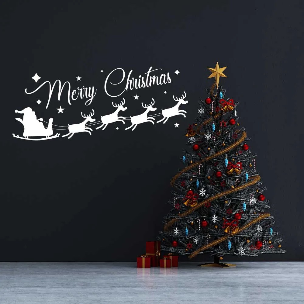 GLIX Merry Christmas Santa II. - nálepka na stenu Biela 50 x 20 cm