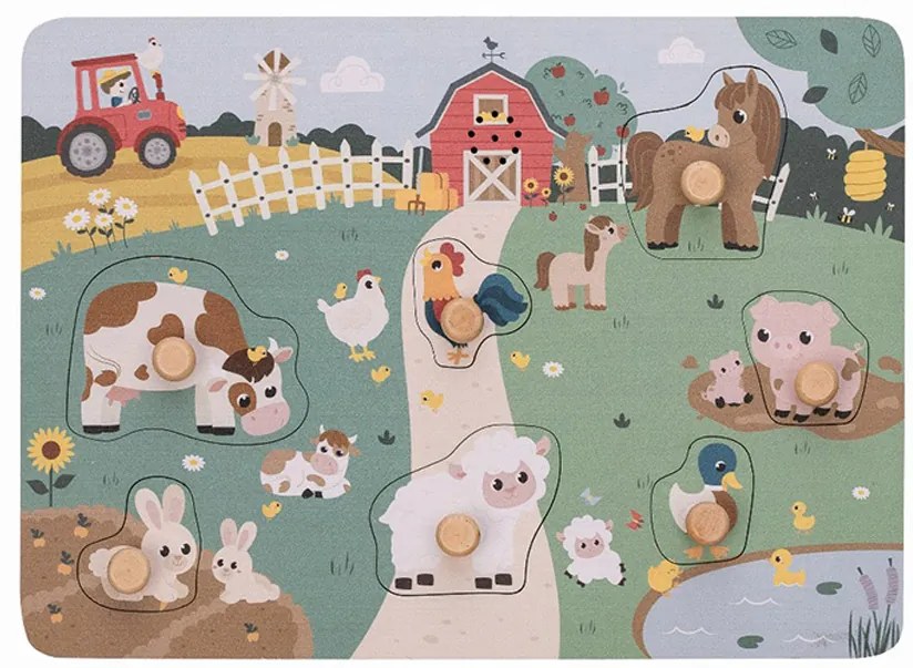 Drevené puzzle so zvukom FreeON - farma