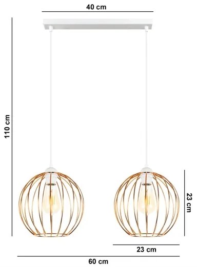 Luster na lanku MATT 2xE27/60W/230V biela/medená