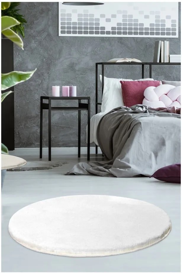 Biely koberec Milano, ⌀ 90 cm