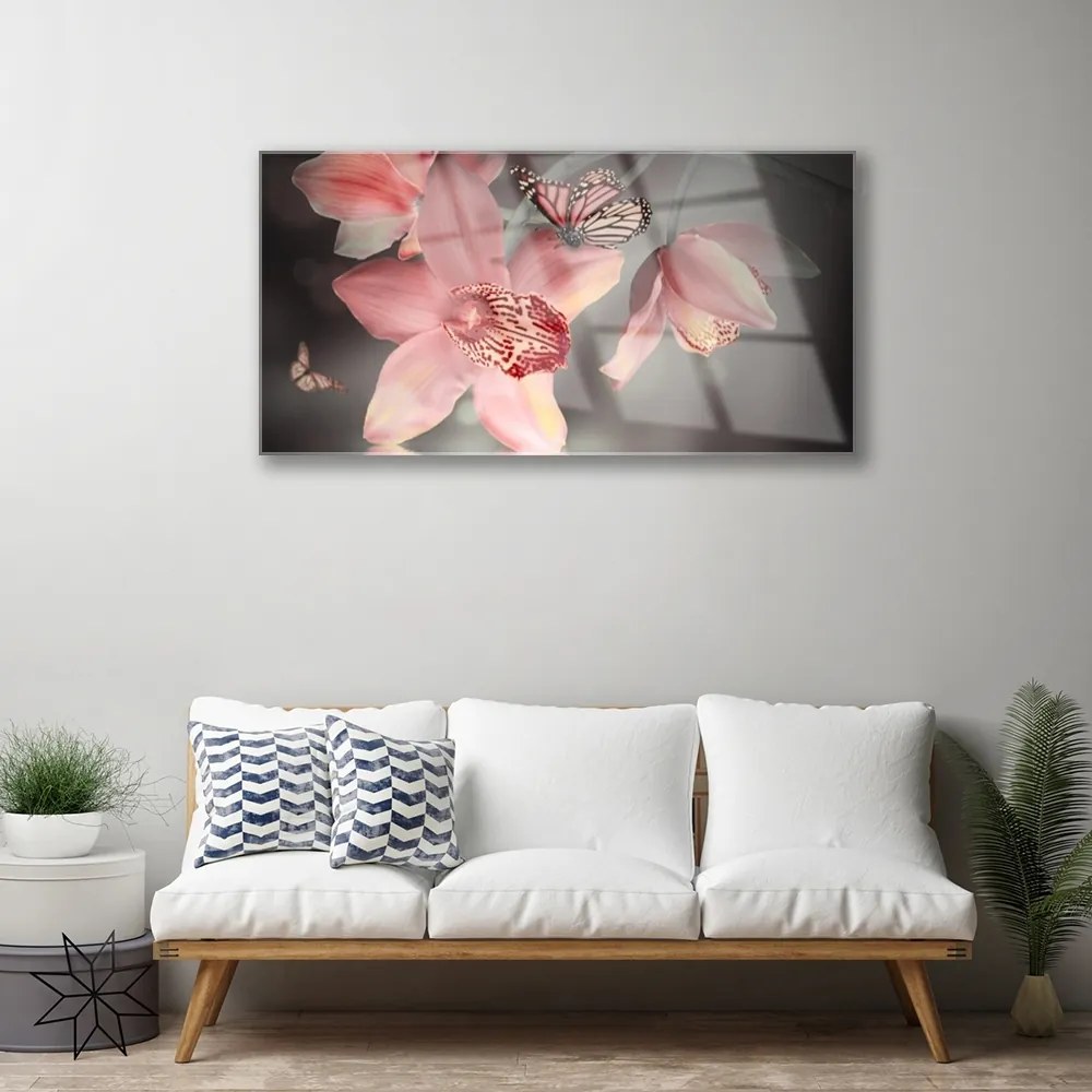 Obraz na skle Kvety 140x70 cm