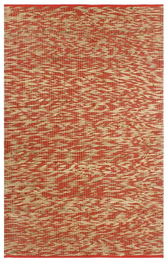 vidaXL Ručne vyrobený jutový koberec červený a prírodný 160x230 cm