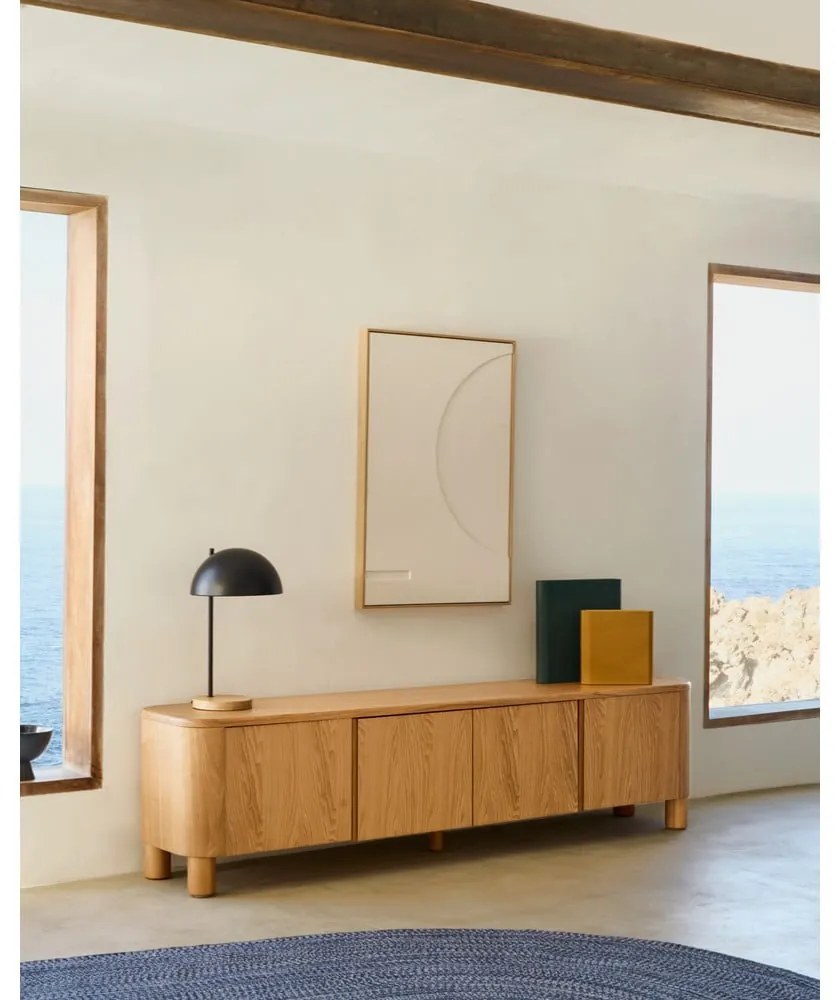 Čierna/v prírodnej farbe stolová lampa s kovovým tienidlom (výška 48,5 cm) Catlar – Kave Home