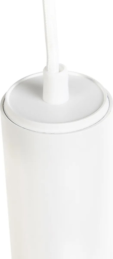 Dizajnová závesná lampa biela vrátane 1-fázového koľajnicového adaptéra - Slimline Tuba Small