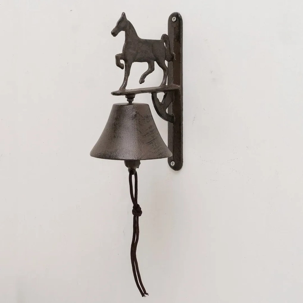 Záhradný zvonček Cabalo, 22x16 cm, liatina, hnedá