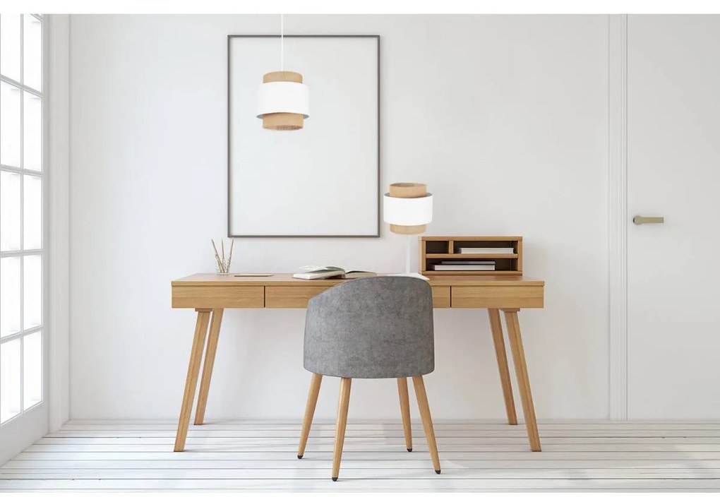 Stolná lampa Boho, 1x jutové/biele textilné tienidlo