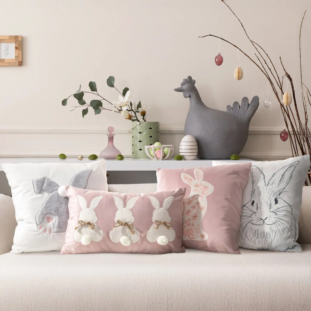 VEĽKONOČNÁ DEKORAČNÁ OBLIEČKA NA VANKÚŠ CHUBY 45X45 CM VZOROVANÁ