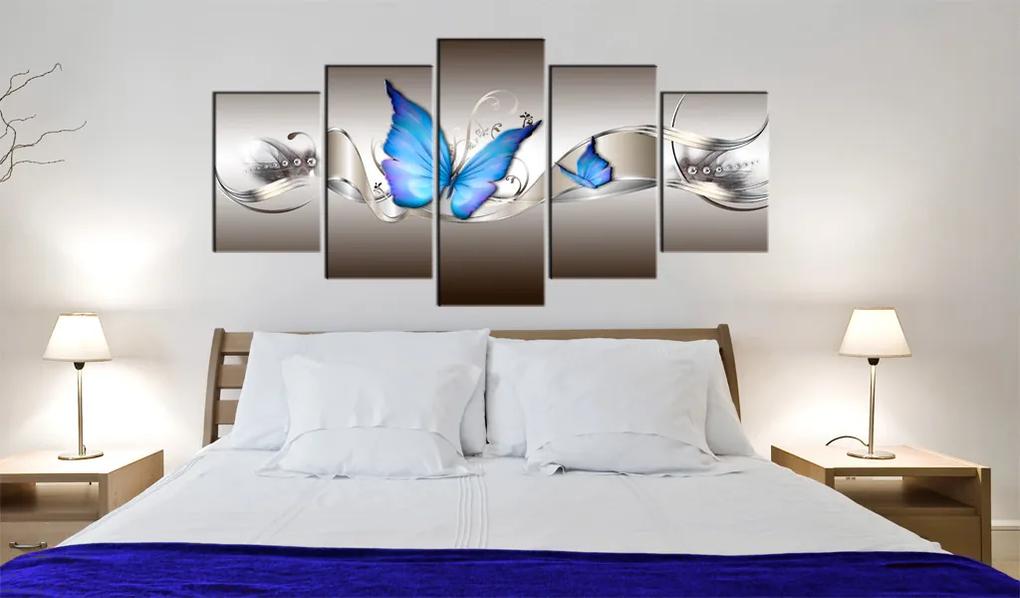 Artgeist Obraz - Blue butterflies Veľkosť: 100x50, Verzia: Na talianskom plátne
