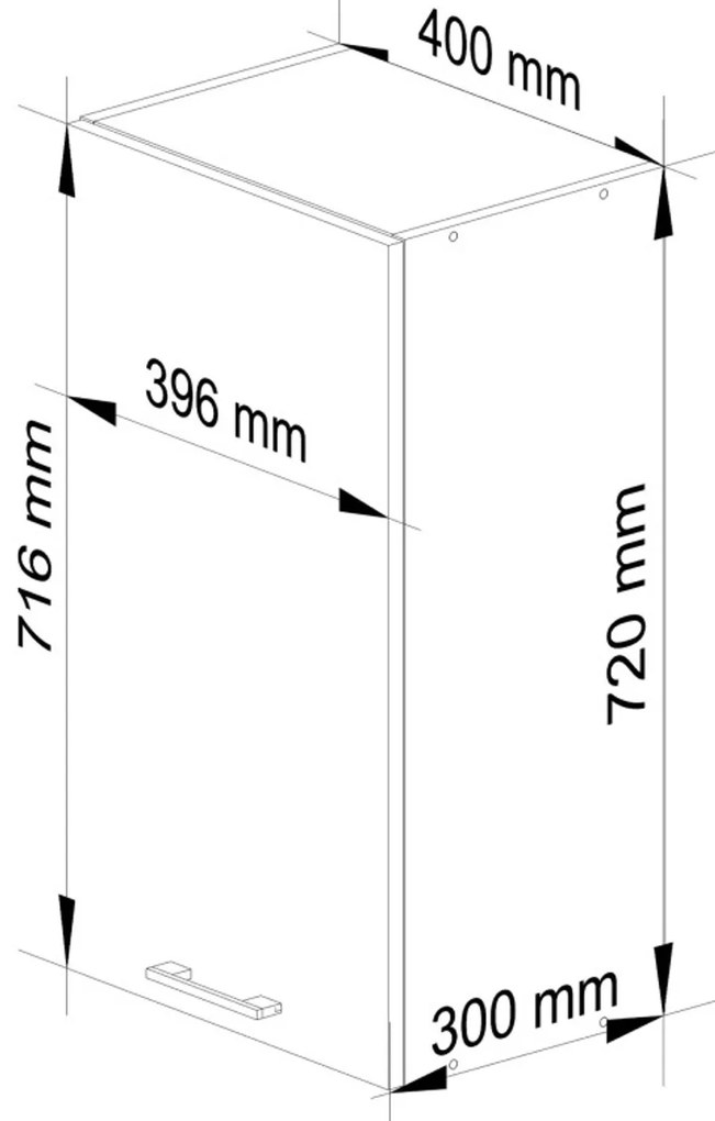 Kuchynská skrinka OLIVIA W40 H720 - biela/červený lesk