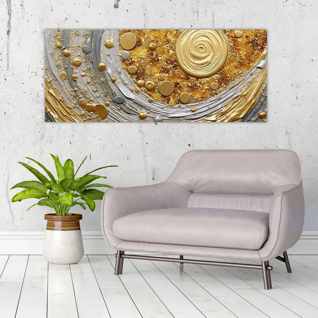 Obraz - Zlaté textúrovanie (120x50 cm)