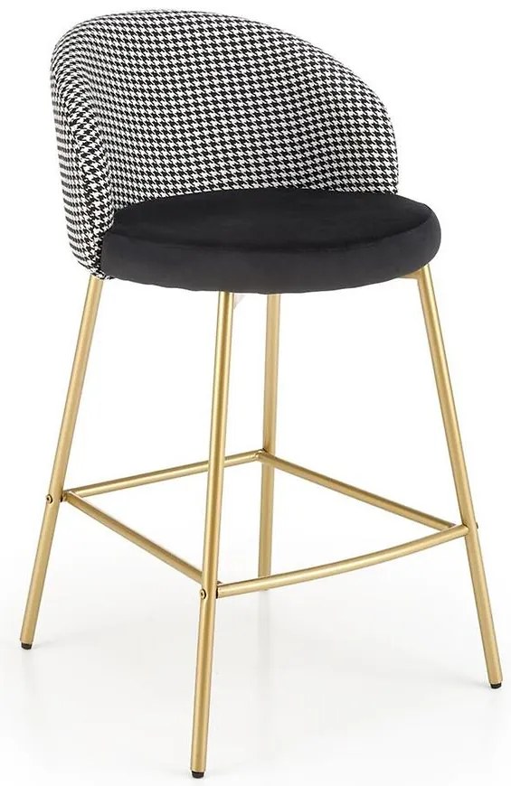 Barová Stolička H113 biela/čierna/zlatá