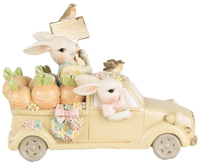 Dekorácia zajačikovia v aute - 16*8*12 cm