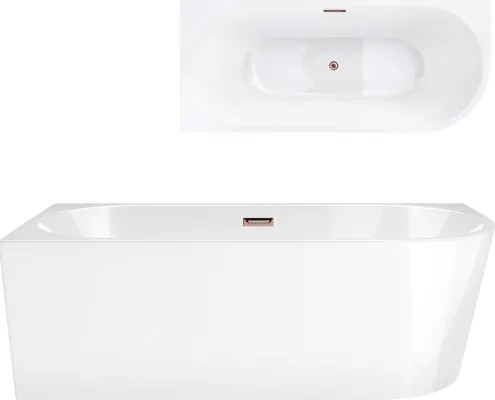 Rohová vaňa Corsan Intero 150 x 74,5, ľavostranná montáž, medená zátka