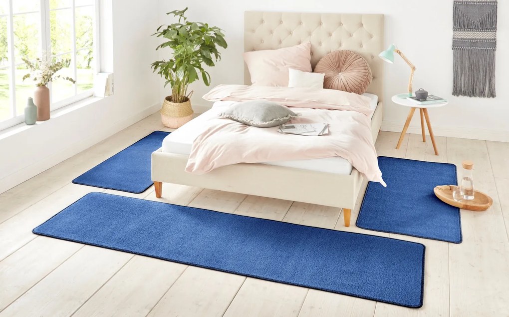 Hanse Home 3 díly: 70x140 (2x), 70x240 (1x) cm Kobercová sada Nasty 101153 Blau, modrá, spálňa