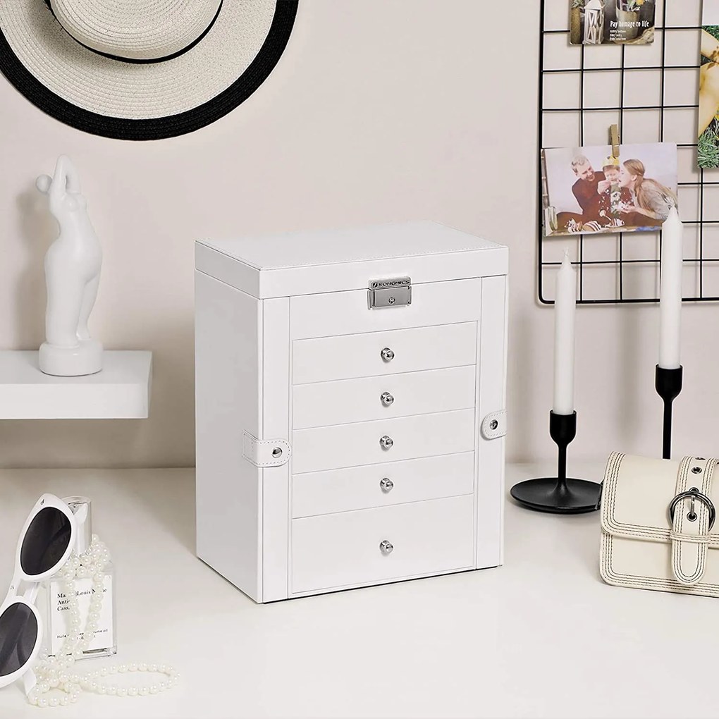 Šperkovnica Livia2, 32x26x15,5 cm, biela