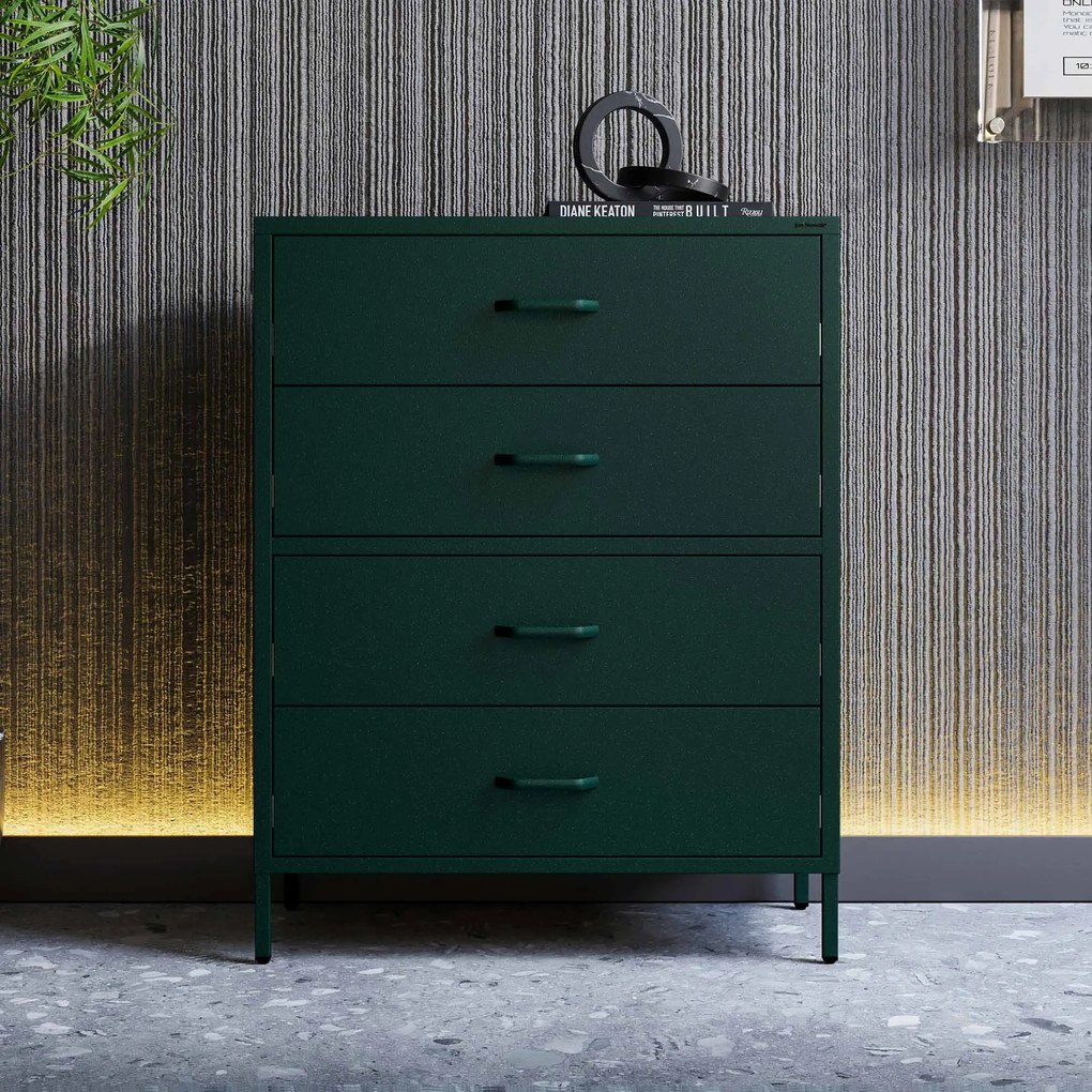 Komoda CARLA, 800 x 1015 x 400 mm, Modern: fľaškovo zelená farba