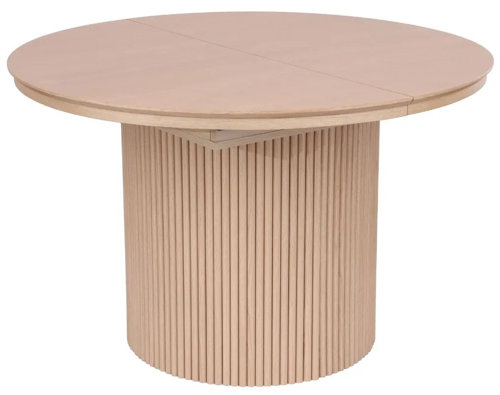 Rozkladací okrúhly stôl Sorrento s lamelami, 120–160 cm, prírodný dub