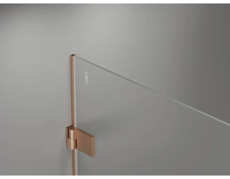 Mexen Lunar-B L pravostranný výklopný sprchový kút 75 x 70 cm, číre sklo, medená matná, 832L-075-070-65-00-P