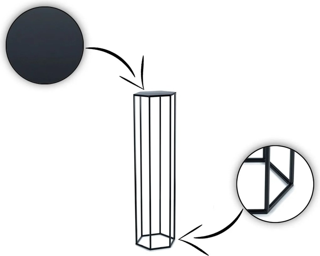 STOJAN NA KVETINÁČ HEXA 100X24X28 CM ČIERNA