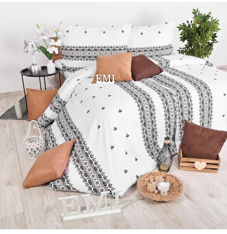 Obliečky bavlnené Dorota hnedé EMI, Štandardný set jednolôžko obsahuje 1x 140x200 + 1x 70x90