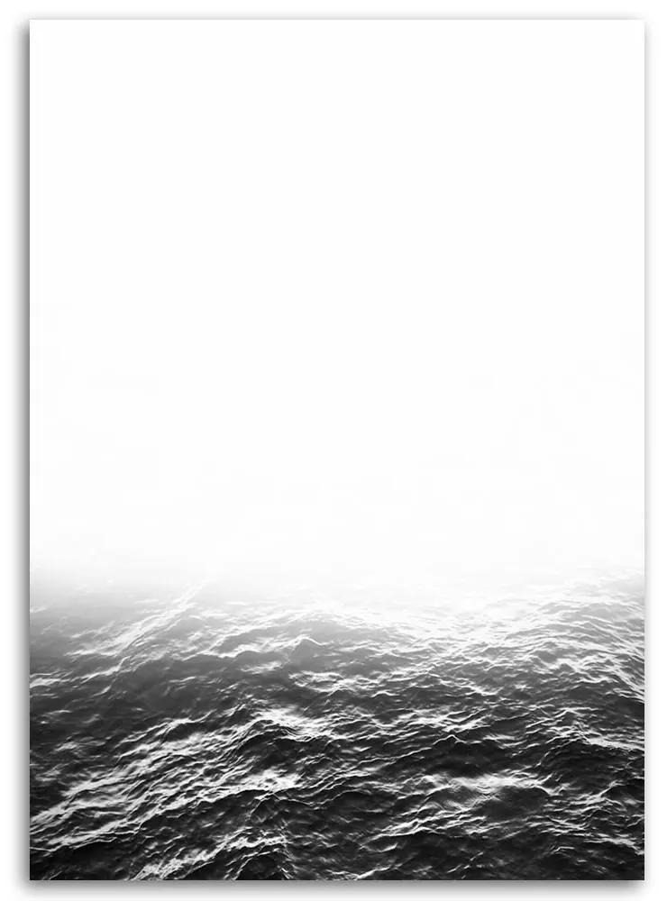 Obraz na plátně Vlny moře Černá a bílá - 60x90 cm
