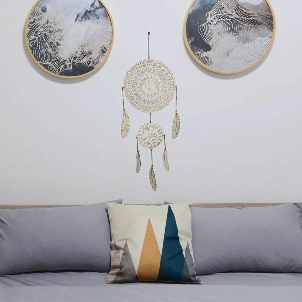 SENTOP | Drevený lapač snov OM Mandala - Boho dekorácia na stenu I SENTOP PR0001