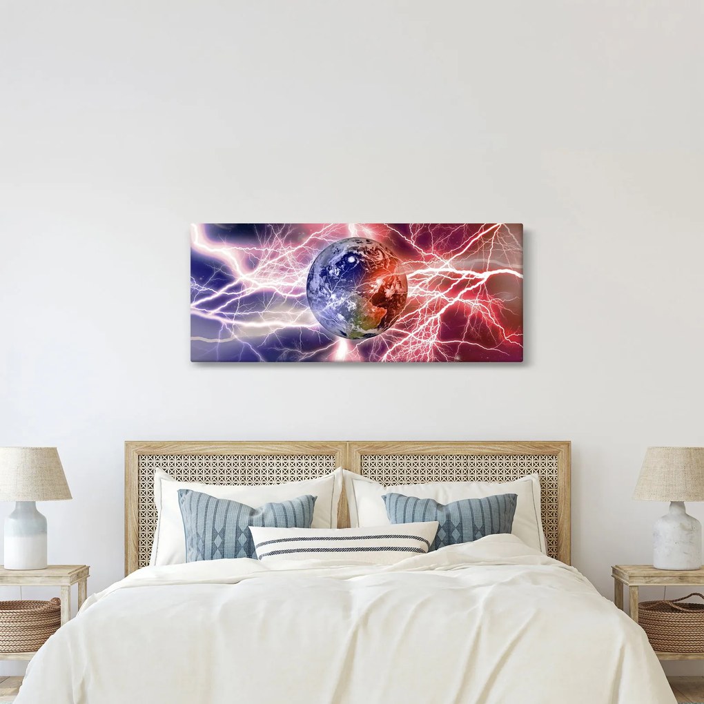Obraz - Zemeguľa pod prúdom (120x50 cm)