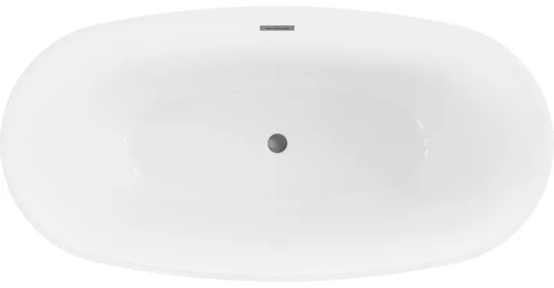 Mexen Eris, voľne stojaca vaňa 155 x 80 cm, biela-čierna, grafitový prepad, 53441558075-66