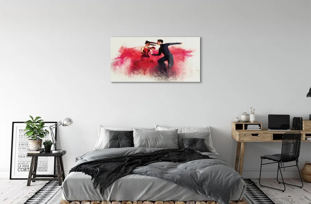 Sklenený obraz Ľudia červený dym 140x70 cm