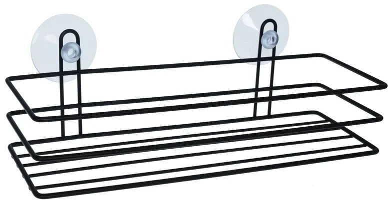 BISK Erga Niagara, drôtený košík na kozmetiku 278x100x90 mm na prísavky, čierna matná, ERG-08266