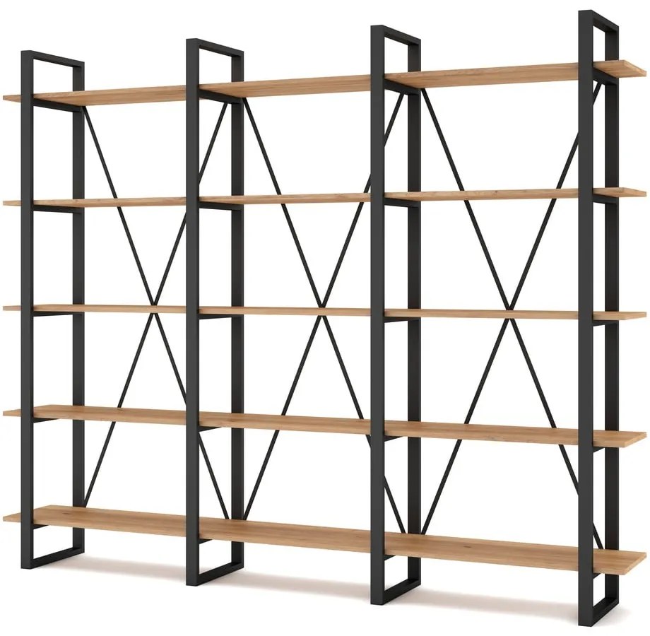 Čierny/prírodný regál v dekore duba 218x180 cm Aviva – Marckeric