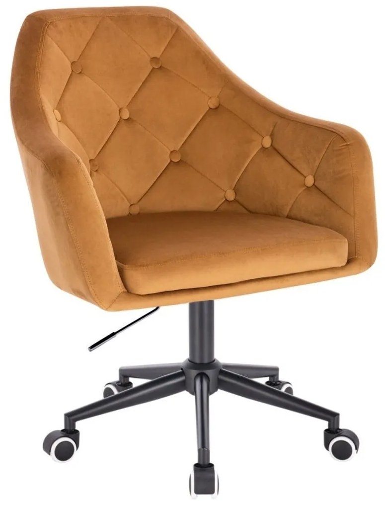 LuxuryForm DESIGN Kreslo ANDORA VELUR na čiernej podstave s kolieskami - medové