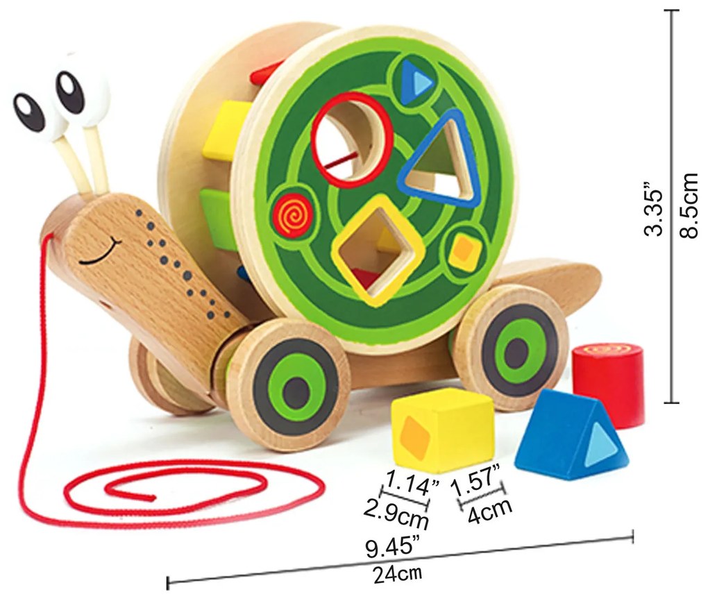 Ťahačka slimák s vkladacími geometrickými tvarmi