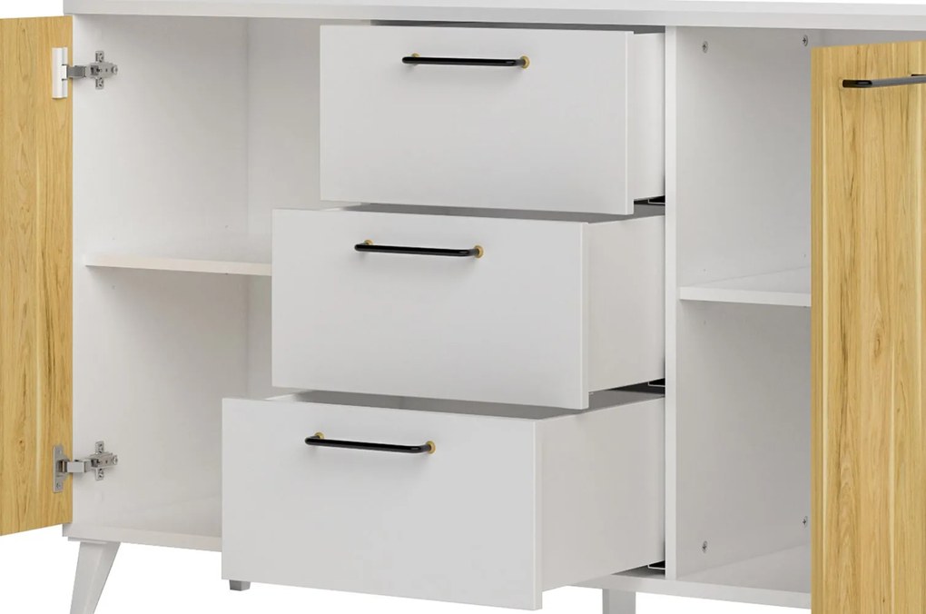 Komoda Barris 45 140 cm orech americký/biela